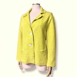 DAMASK Yellow Textured Knit Two Button Blazer